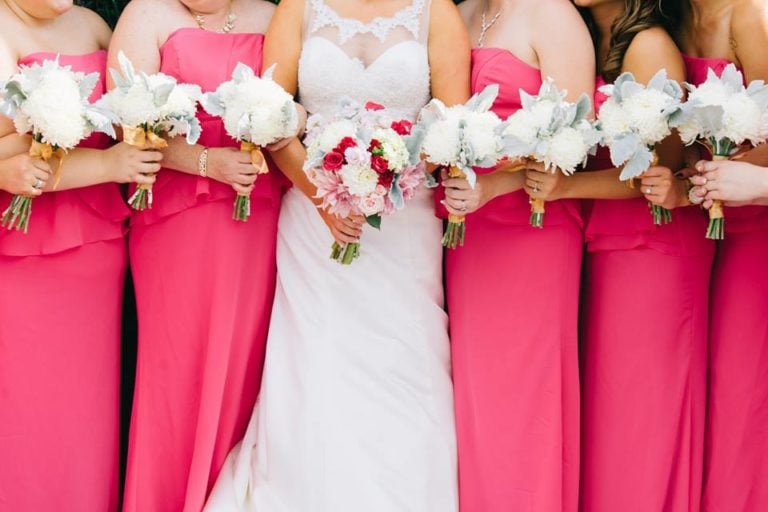 Bright pink bridesmaids