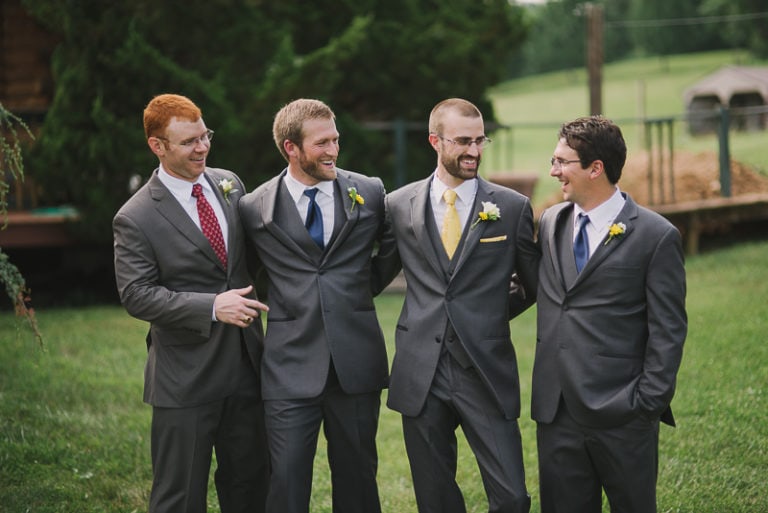 Nick - groom and groomsmen in grey suits